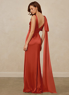 Christian Siriano Bridal for Azazie 1011 Bridesmaid Dresses Rust Mermaid Bow Stretch Satin Dress image9