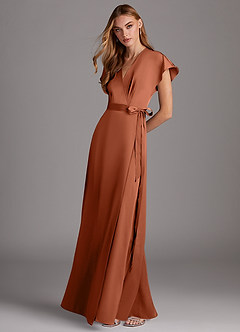 Azazie Nico Brudtärnklänningar Klänning av A-Line i Stretch Satin V-ringad Cederros image4