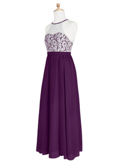 Azazie Fahari A-Line Lace Chiffon Floor-Length Junior Bridesmaid Dress image8