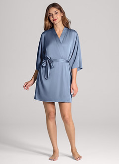 front Matching Color Classic Satin Robe