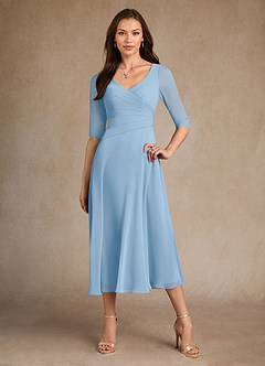 Azazie Durant Mother of the Bride Dresses Powder Blue A-Line Pleated Chiffon Dress image4