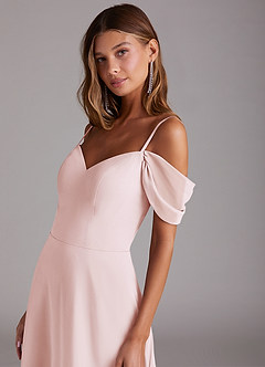 Azazie Marley Bridesmaid Dresses Blushing Pink A-Line Off the Shoulder Chiffon Convertible Dress image9