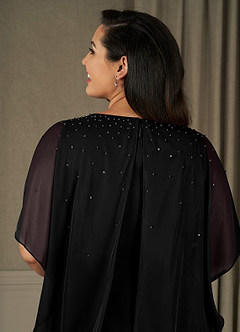 Azazie Aspyn Mother of the Bride Dresses Black Sheath Beaded Mesh Dress image14