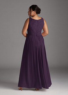Azazie Ainsling Mother of the Bride Dresses Plum A-Line Square Neckline Lace Chiffon Dress image16