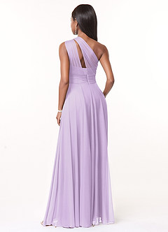 Azazie Charlize Bridesmaid Dresses Lilac A-Line One Shoulder Mesh Dress image2
