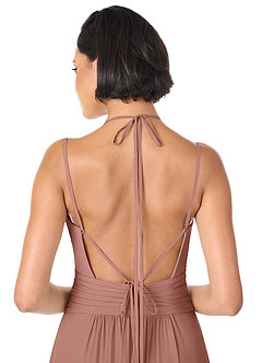 Azazie Farren Final Sale Cedar Rose A-Line Pleated Chiffon Convertible Dress image6