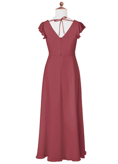 Azazie Claudine Junior Merlot A-Line Pleated Chiffon Dress image6