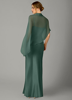 Azazie Jaleesa Jurken voor bruidsmeisjes Jurk van Stretch Satijn met A-Lijn Hoge Kraag Eucalyptus image6