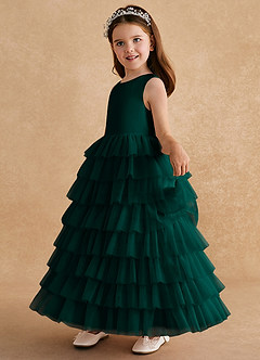 Azazie Twinkle Toes vestidos de niña de las flores Vestido de Pino de Tul de Corte En A con Lazo image4