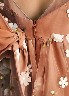 Azazie Elowen vestidos de niña de las flores Vestido Canela de Encaje de Línea A con Escote corazón image7