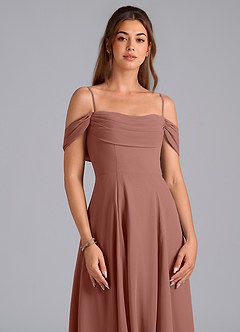 Azazie Almina Brautjungfernkleider Wandelbar A-Linie Schulterfrei Chiffon Kleid Zedernrose image5