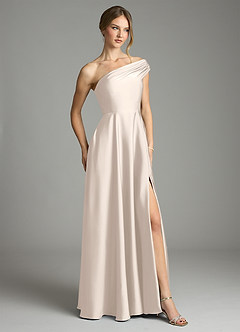 Azazie Melanie Bridesmaid Dresses White Alabaster A-Line Off the Shoulder Stretch Satin Dress image5