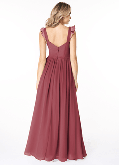 Azazie Stassie Bridesmaid Dresses Merlot A-Line Sweetheart Ruched Chiffon Dress image2