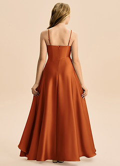 Azazie Eirlys Junior Linie A Plisat Satin elastic Asimetric Domnișoară de onoare junioră Rochie image2