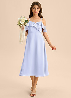 Azazie Kamilla Junior A-Linie Schulterfrei Chiffon Kleid Lavendel image4