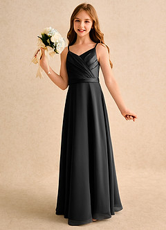 Azazie Umina Junior Formal Flower Girl Klänningar Klä A-Line i Matt satäng Plisserad image3