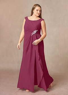 Azazie Yarrow Mother of the Bride Dresses Mulberry A-Line Pleated Chiffon Dress image9