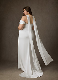 Azazie Blithe Vestidos de novia Vestido de Diamante Blanco de Satén Elástico de Corte Recto con Corte Lateral image23