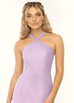Azazie Rue Bridesmaid Dresses Frosted Lilac A-Line Halter Chiffon Dress image6