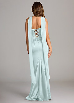Azazie Sorrel Bridesmaid Dresses Sea Glass Mermaid Strapless Stretch Satin Convertible Dress image2