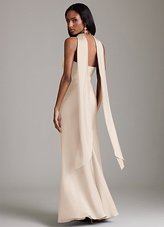 Azazie Saylor Brudtärnklänningar Klä av Sjöjungfru i Stretch Satin Axelbandslös Vit Alabaster image8