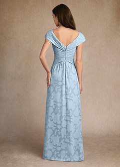 Azazie Myrtle vestidos de madre de la novia Vestido de Azul Cielo de Devorado Floral de Corte En A con Plisado image3