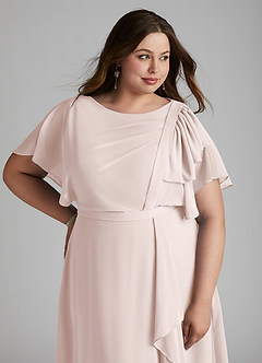 Azazie Aaliyah Modest Bridesmaid Dresses A-Line Scoop Pleated Chiffon Floor-Length Dress image11