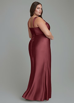 Azazie Agustina Bridesmaid Dresses Merlot Mermaid Corset Stretch Satin Dress image8