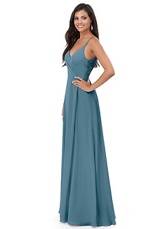 Azazie Lennon Bridesmaid Dresses Bermuda A-Line Lace Chiffon Dress image4