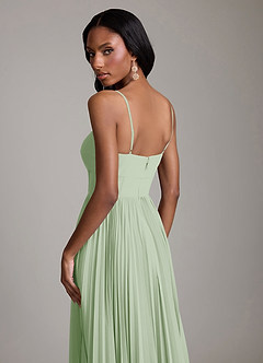 Azazie Akiko Abiti da Damigella Abito A-Line in Chiffon Scollo a Cuore Verde Salvia image6