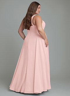 Azazie Shaude Bridesmaid Dresses Powder Pink A-Line Pleated Chiffon Dress image7
