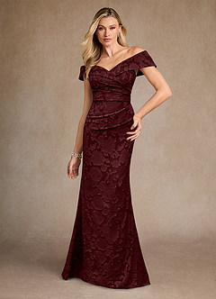 Azazie Canton vestidos de madre de la novia Vestido de Cabernet de Devorado Floral de Sirena con Vestidos sin tirantes image3