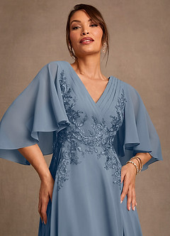 Azazie Tilda Vestidos para mãe da noiva Vestido Crepúsculo de Chiffon de Linha A com Renda image5