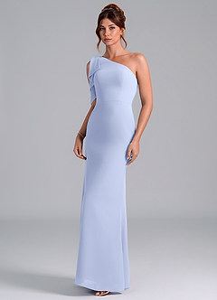 Azazie Rinna Bridesmaid Dresses Ice Mermaid One Shoulder Chiffon Dress image3