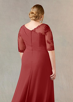 Azazie Dionysus vestidos de madre de la novia Vestido de Óxido de Gasa de Corte en A con Encaje cuello barco image11