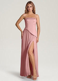 Azazie Tierney Brautjungfernkleider Wandelbar A-Linie Schulterfrei Chiffon Kleid Altrosa image3