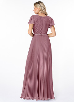 Azazie Kara Modest Bridesmaid Dresses A-Line Pleated Chiffon Floor-Length Dress image2