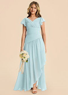 Azazie Pia Junior Mist A-Line Pleated Chiffon Dress image6