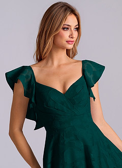 Azazie Leilani Bridesmaid Dresses Pine A-Line Sweetheart Neckline Floral Burnout Dress image7