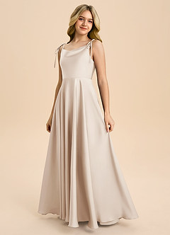 Azazie Popsy Junior White Alabaster A-Line Bow Stretch Satin Dress image6