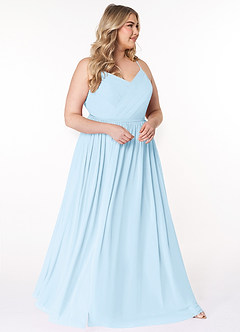 Azazie Cora Bridesmaid Dresses Sky Blue A-Line Pleated Chiffon Dress image9