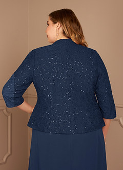 Azazie Cornelia Mother of the Bride Dresses Dark Navy Sheath Square Neckline Sequins Chiffon Dress image26