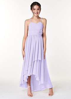 Azazie Catalina Junior Lilac A-Line Ruched Chiffon Dress image4
