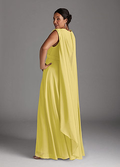 Azazie Isa Kleider für die Brautmutter A-Linie V-Hals Gefaltet Chiffon Kleid Kanarienvogel image12