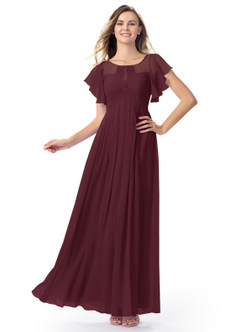 Azazie Lily Kleider zum Anprobieren zu Hause Empire-Linie Plissee Chiffon Bodenlang Kleider image1