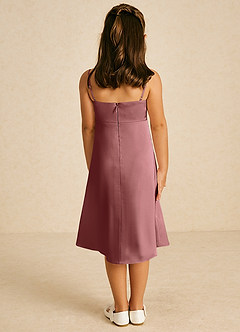 Azazie Zuzu Flower Girl Dresses Amethyst A-Line Spaghetti Strap Stretch Satin Dress image2