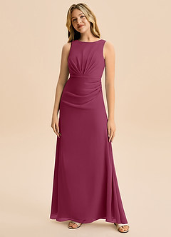 Azazie Floris Junior Robe Trapèze en Mousseline de soie Plissée Mûre image4