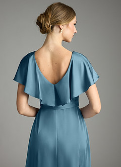 Azazie Lainey Bridesmaid Dresses Bermuda A-Line with Pockets Stretch Satin Dress image2