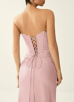 Fiammetta Rose Gold Lace Corset Stretch Satin Mermaid Prom Dress image7