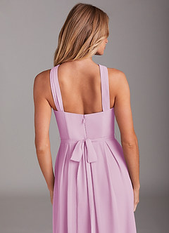 Azazie Dixie Bridesmaid Dresses Candy Pink A-Line Halter Pleated Chiffon Dress image6